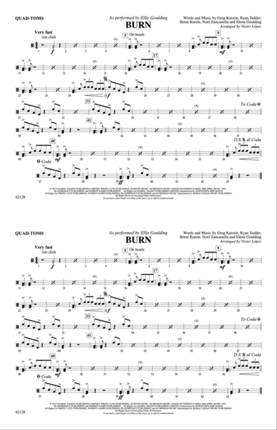 Burn: Quad-Toms Marching Band scores gallery preview page 1