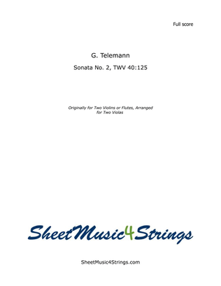 Book cover for Duo No. 2, TWV 40:125, Arranged for 2 Violas