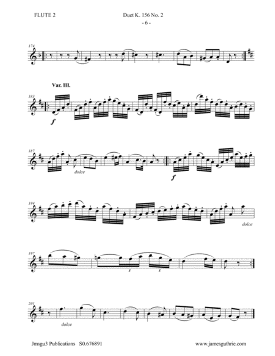 Mozart: Duet K. 156 No. 2 for Flute Duo Flute Duet scores gallery preview page 6