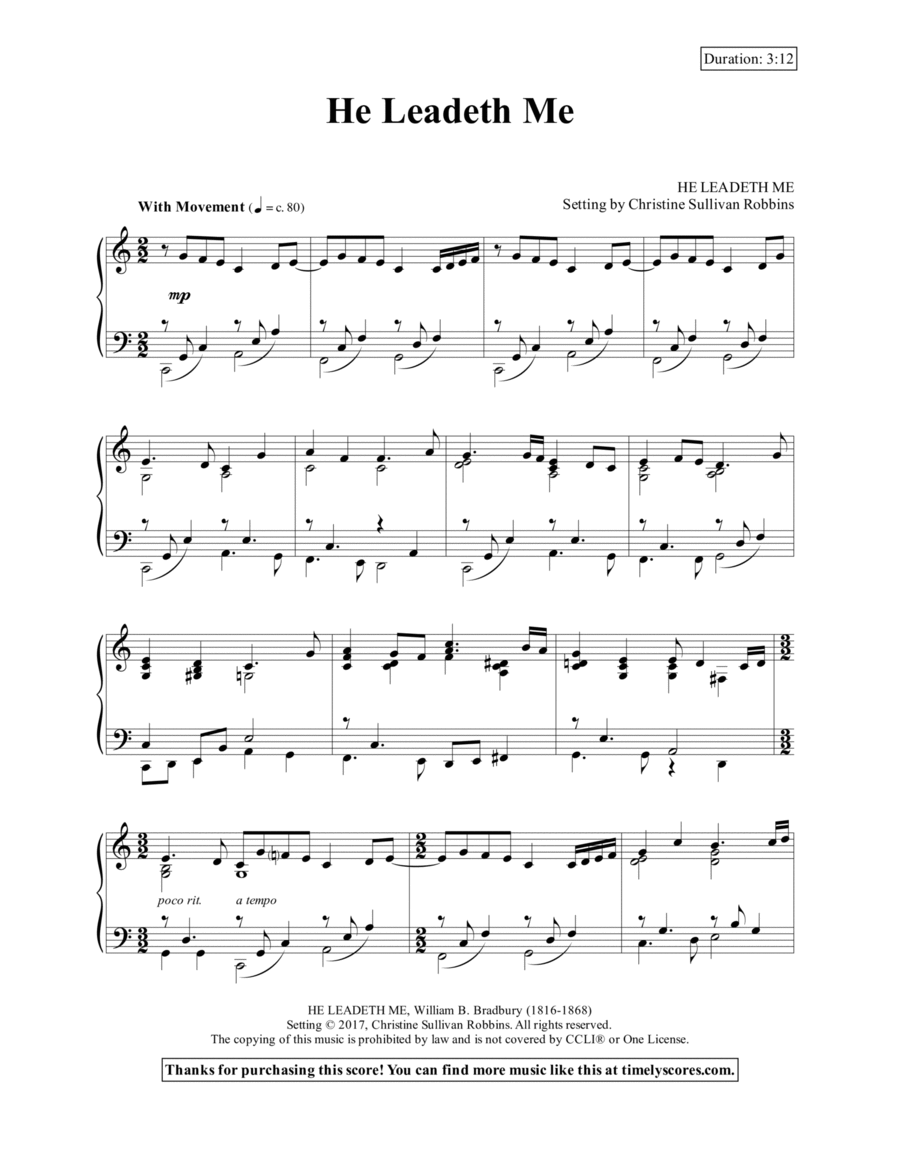 He Leadeth Me He Leadeth Me Piano Solo scores gallery preview page 1