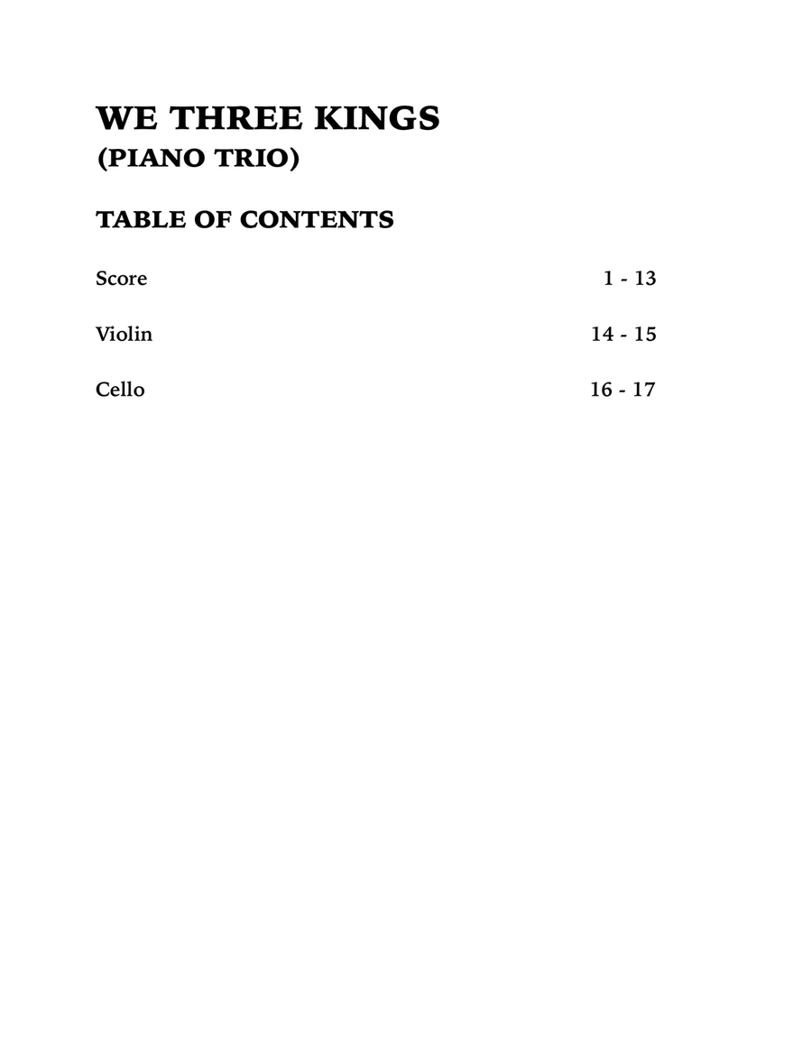 We Three Kings (Piano Trio): Violin, Cello and Piano Piano Trio scores gallery preview page 4