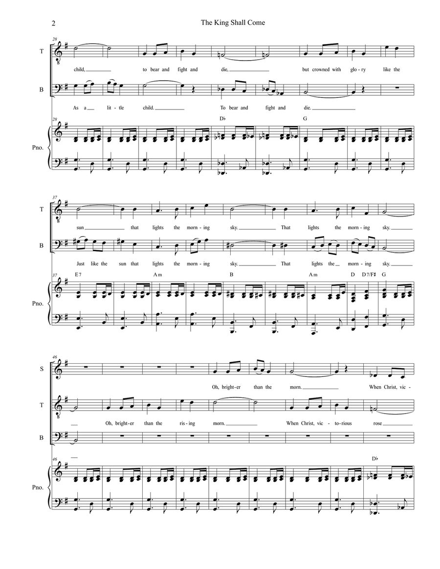 The King Shall Come (SATB) 4-Part scores gallery preview page 2