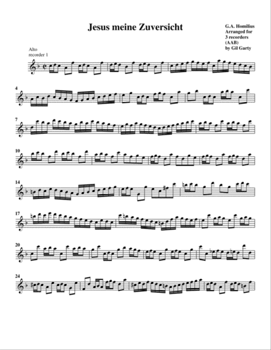 Jesus meine Zuversicht (arrangement for 3 recorders) Recorder scores gallery preview page 4