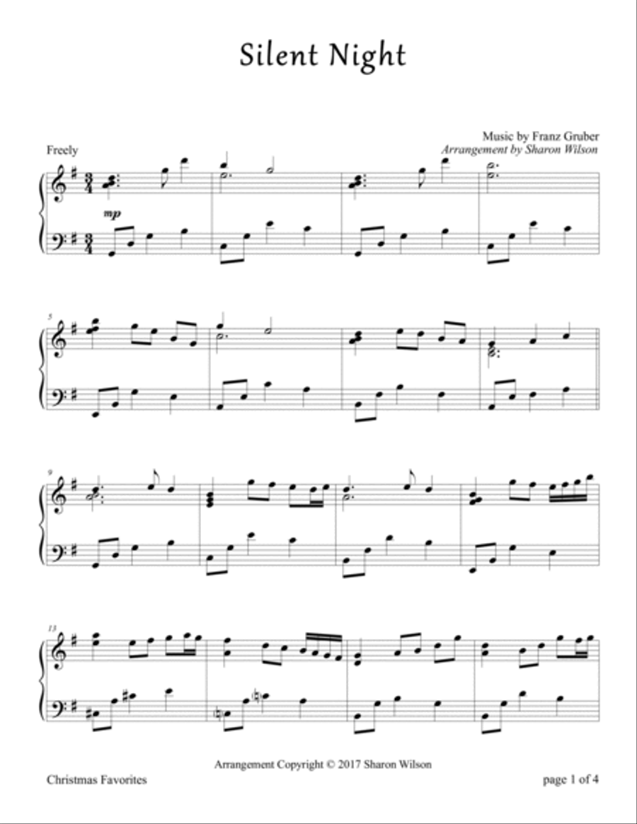 Silent Night Piano Solo scores gallery preview page 3