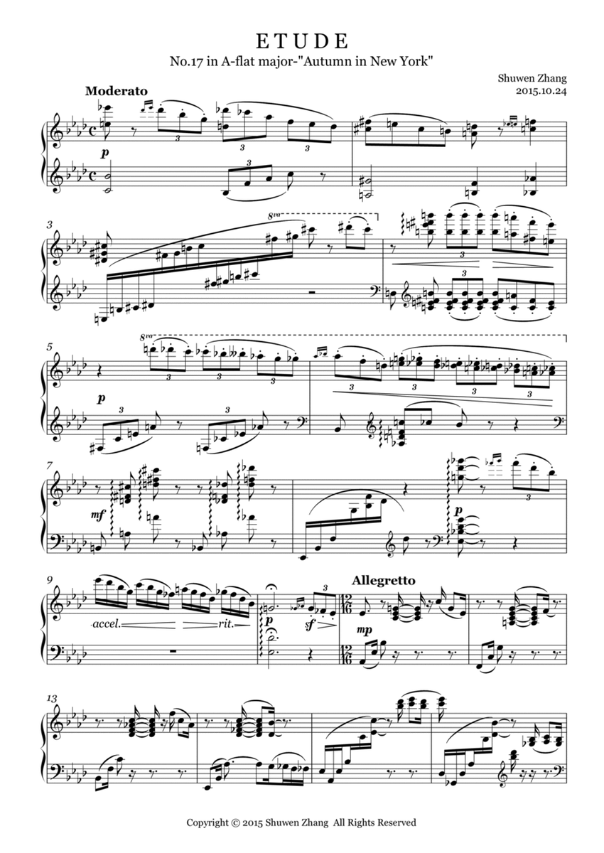 Etude No.17 in A-flat major "Autumn in New York" image number null