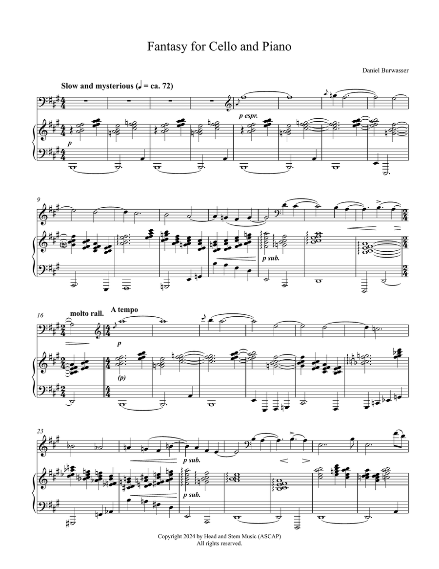 Fantasy for Cello and Piano Chamber Music scores gallery preview page 4