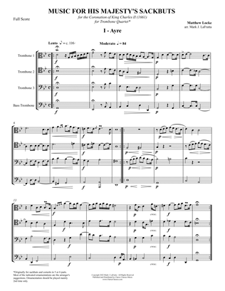 Music for His Majesty's Sackbuts for Trombone Quartet