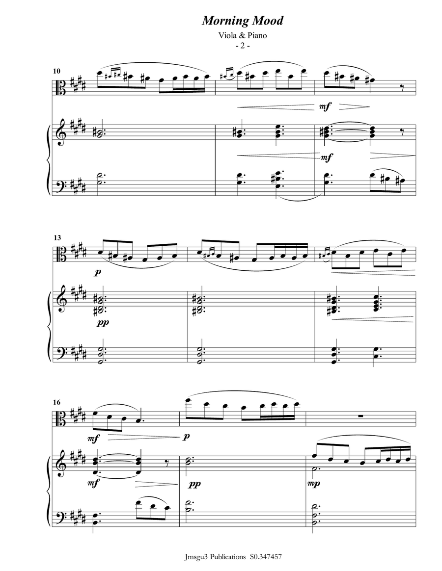 Grieg: Morning Mood from Peer Gynt Suite for Viola & Piano Viola scores gallery preview page 3