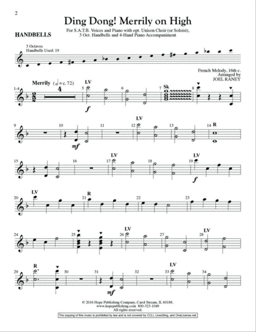 Ding Dong! Merrily on High Unison Choir scores gallery preview page 2