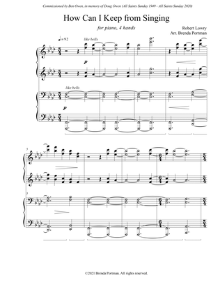 How Can I Keep from Singing (piano duet), arr. Brenda Portman