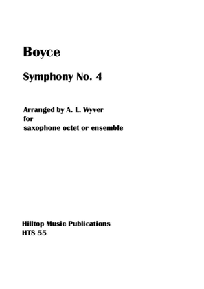 Book cover for Boyce Symphony No. 4 arranged for saxophone ensemble