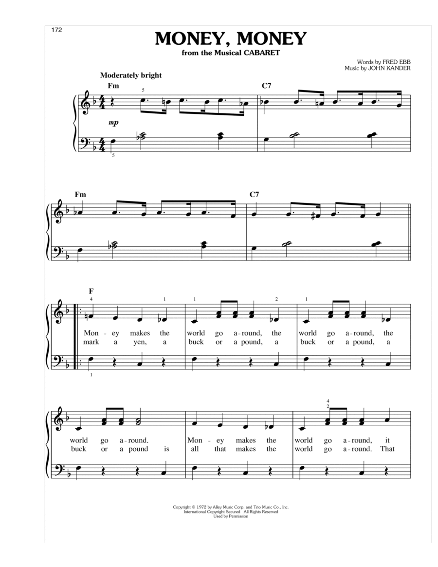 Money, Money Money, Money Easy Piano scores gallery preview page 1