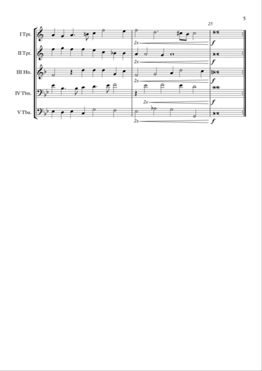 Paduana 2a. (William Brade) Brass Quintet arr. Adrian Wagner Brass Quintet scores gallery preview page 5