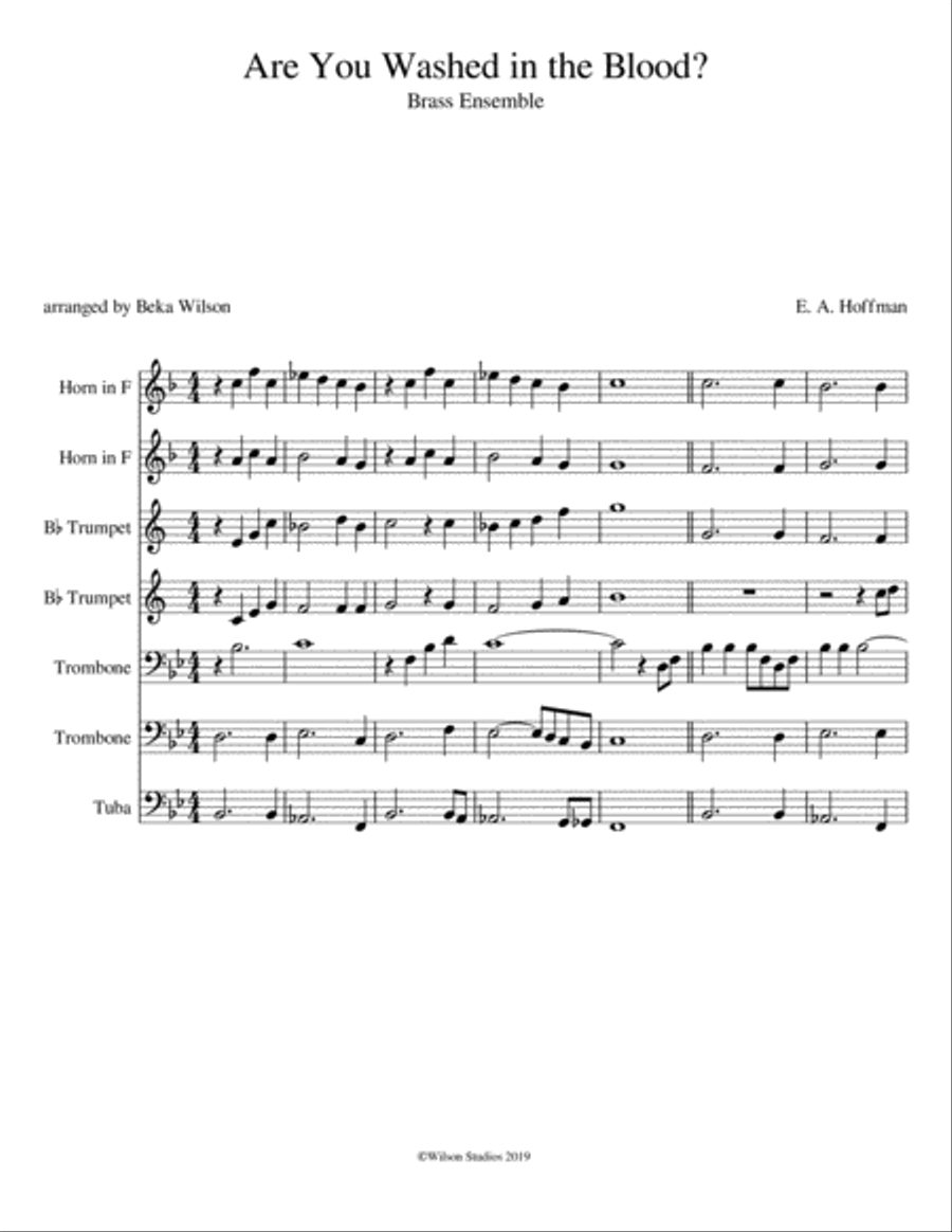 Are You Washed in the Blood? Brass Ensemble scores gallery preview page 1
