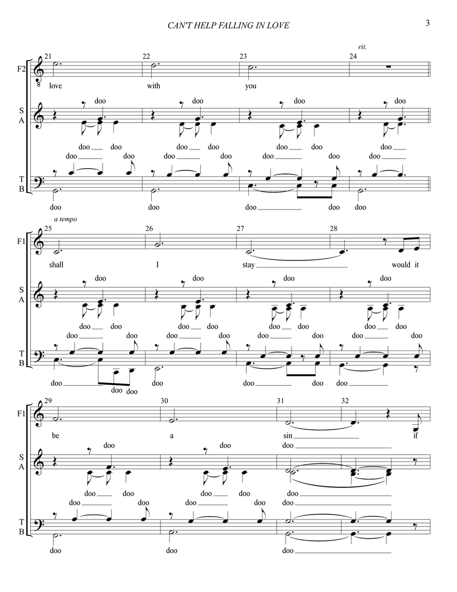 Can't Help Falling In Love Divisi scores gallery preview page 4