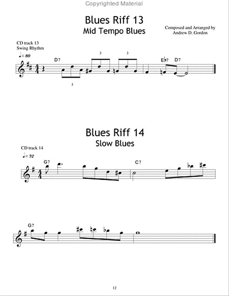 100 Ultimate Blues Riffs for Bb instruments Beginner Series B-Flat Instrument scores gallery preview page 3