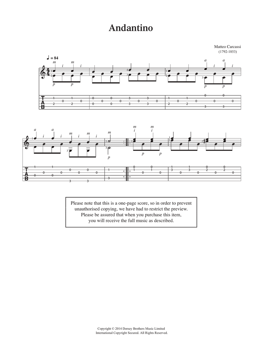 Andantino Acoustic Guitar scores gallery preview page 1