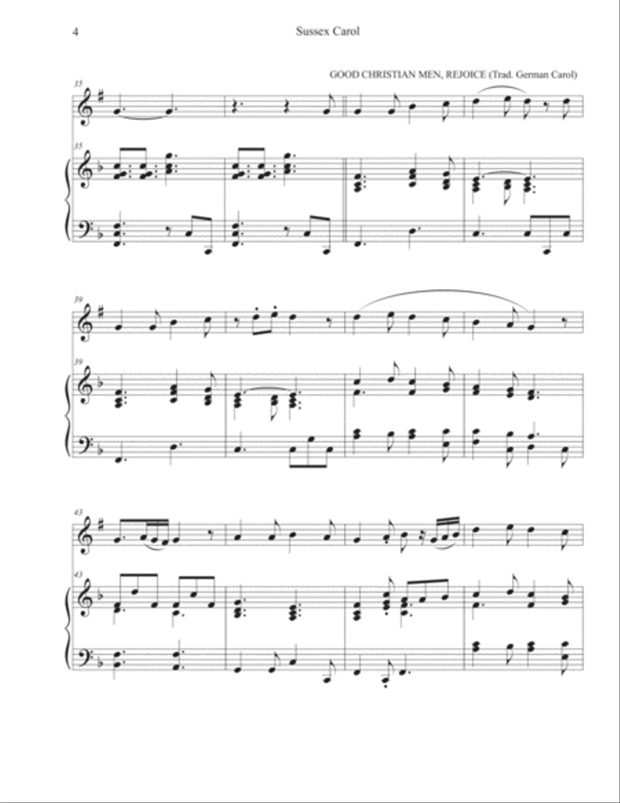 SUSSEX CAROL with Good Christian Men, Rejoice (Trumpet-Piano) Trumpet Solo scores gallery preview page 4
