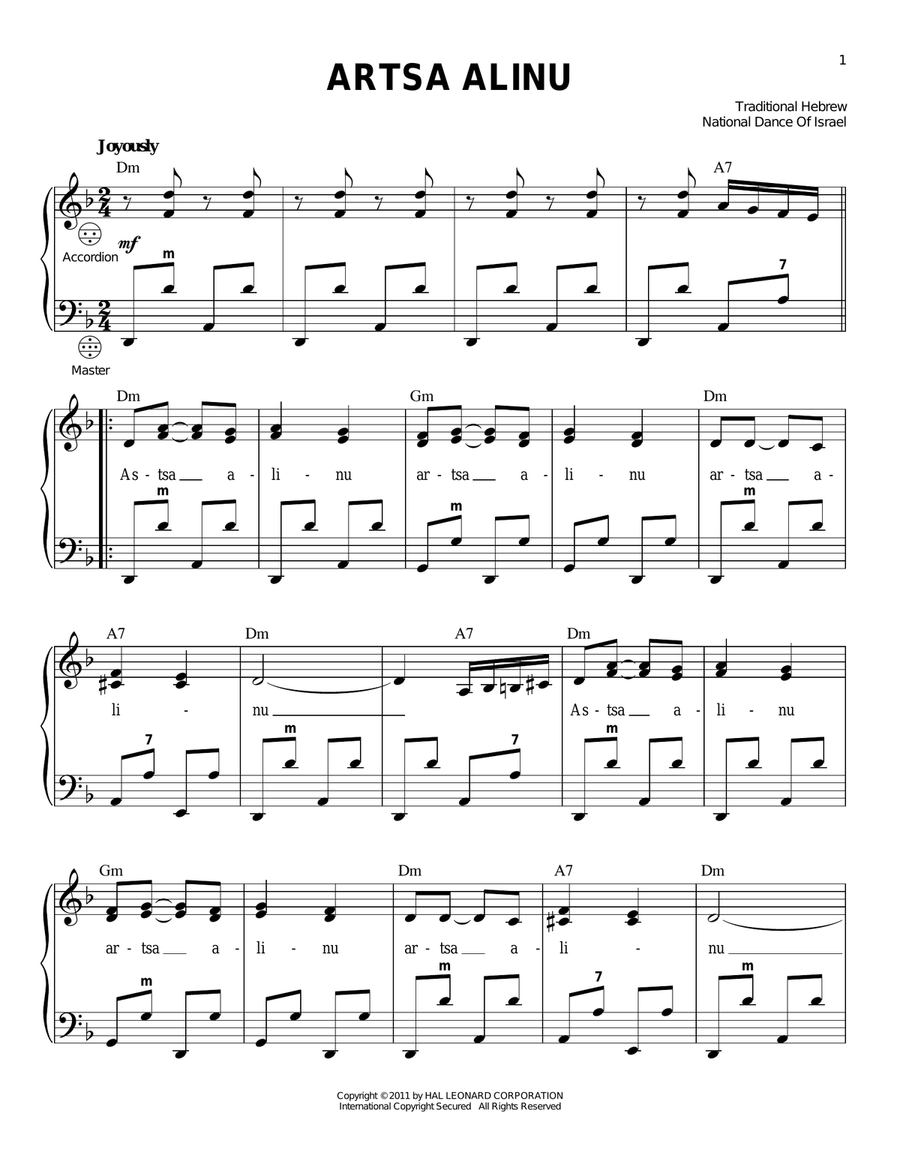 Artsa Alinu Accordion scores gallery preview page 1