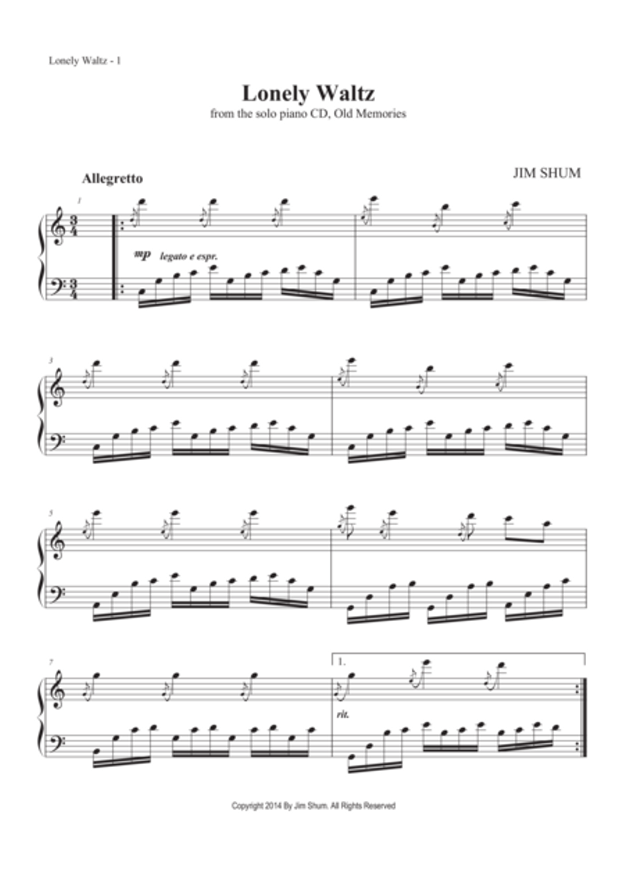 Lonely Waltz Piano Solo scores gallery preview page 3