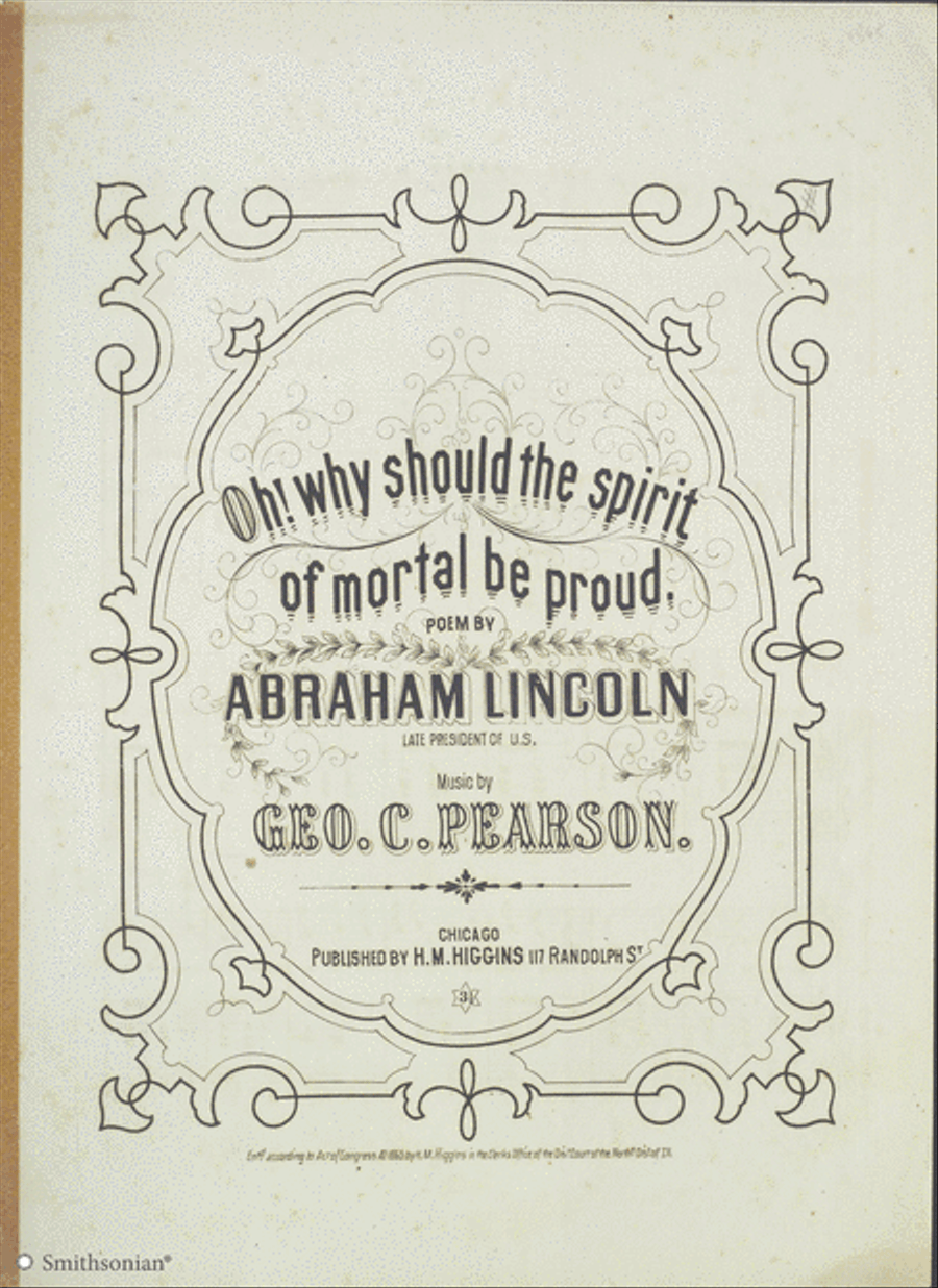 Oh Why Should the Spirit of Mortal Be Proud (Poem by Abraham Lincoln) 4-Part scores gallery preview page 1