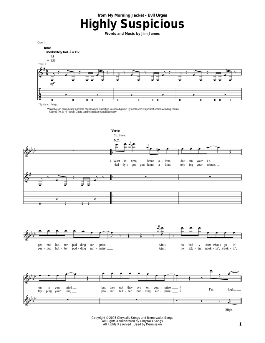 Highly Suspicious Acoustic Guitar scores gallery preview page 1