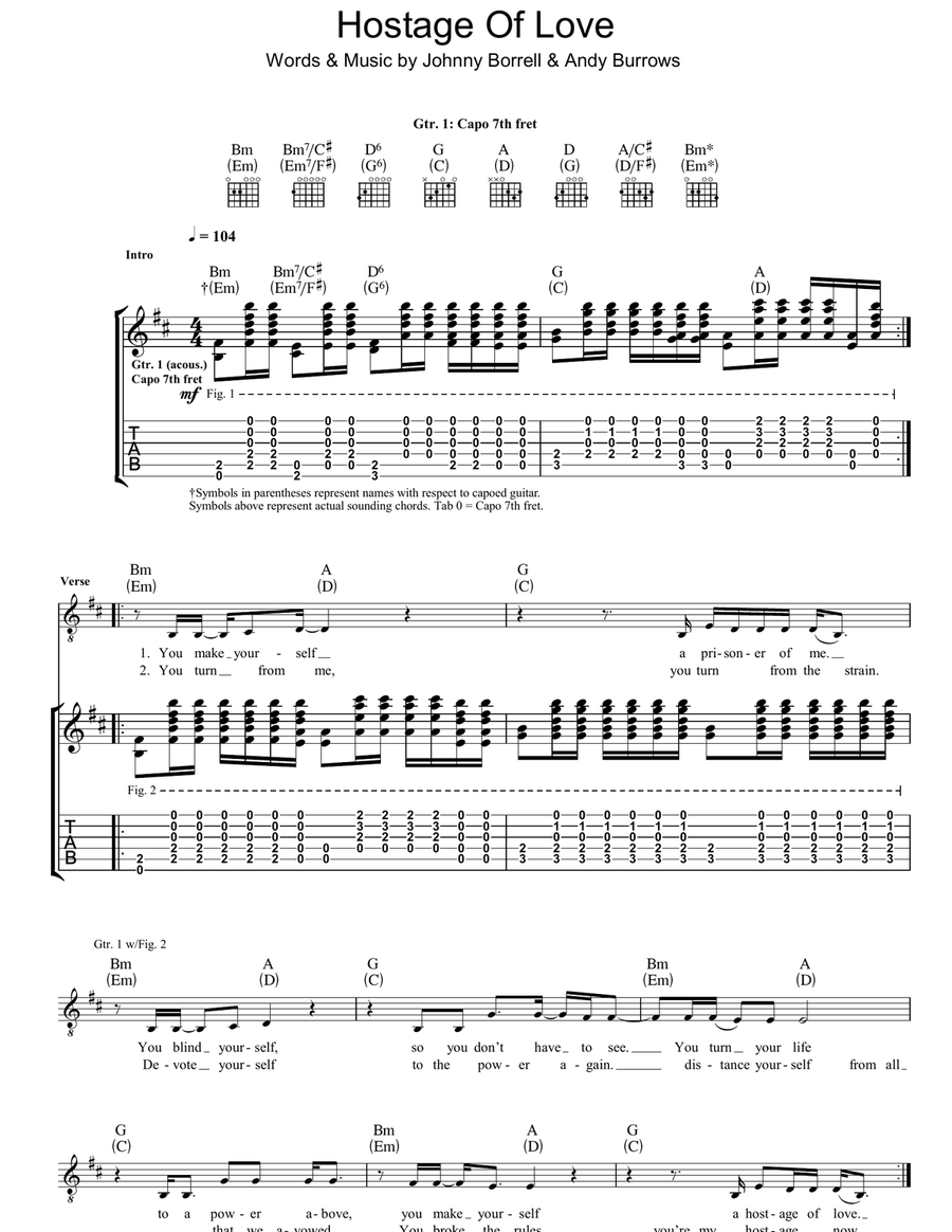 Hostage Of Love Guitar Tablature scores gallery preview page 1