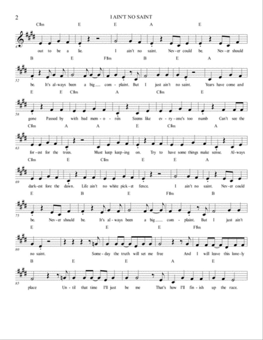 I AIN'T NO SAINT I AIN'T NO SAINT Voice scores gallery preview page 2