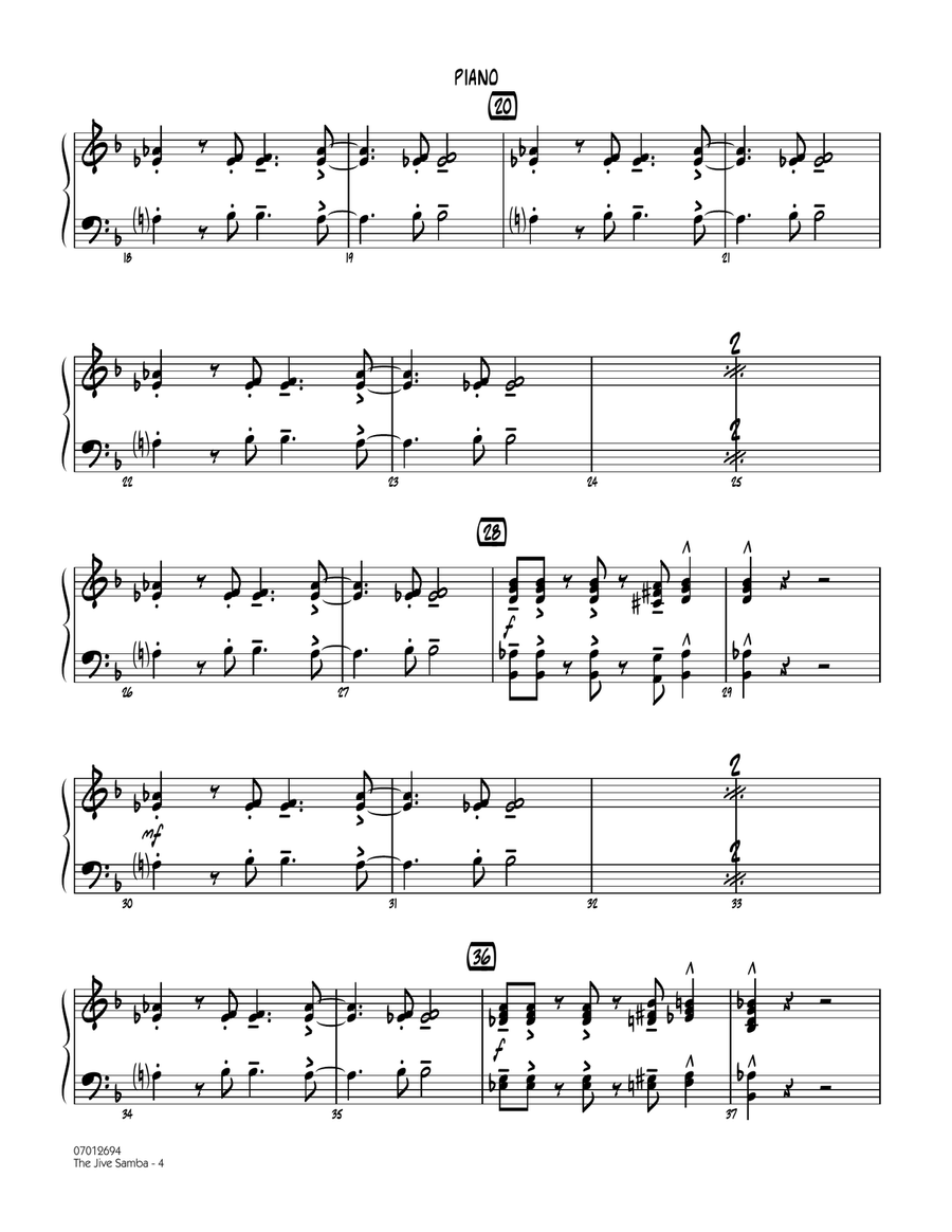 The Jive Samba - Piano Jazz Ensemble scores gallery preview page 4