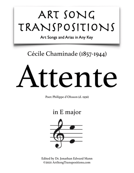 CHAMINADE: Attente (transposed to E major)