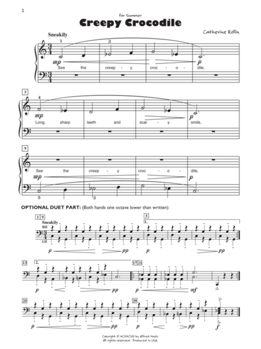 Creepy Crocodile Easy Piano scores gallery preview page 2