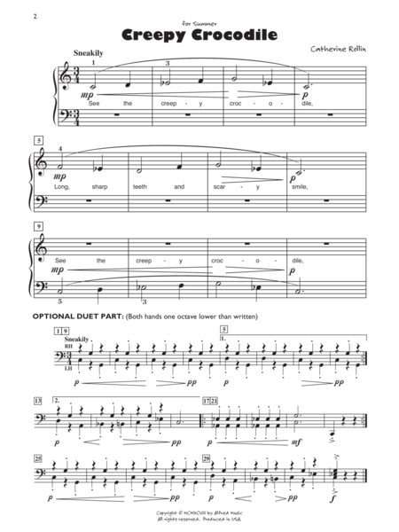 Creepy Crocodile by Catherine Rollin Easy Piano - Sheet Music