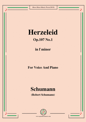 Book cover for Schumann-Herzeleid,Op.107 No.1,in f minor,for Voice&Piano