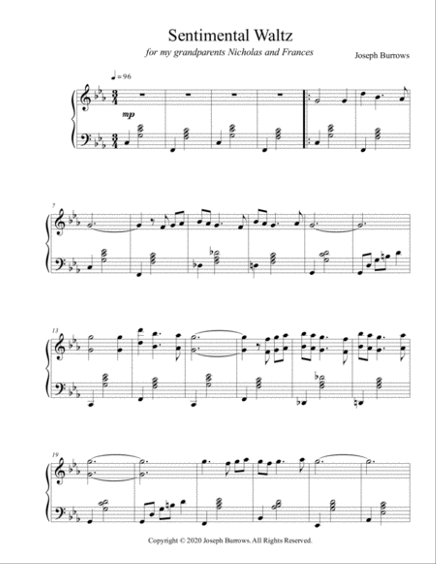 Sentimental Waltz - Piano Solo Piano Solo scores gallery preview page 1