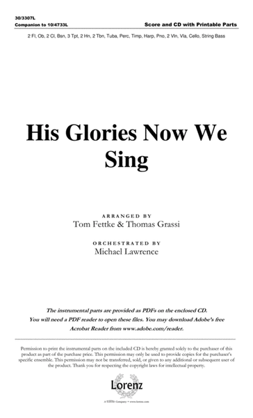 His Glories Now We Sing - Orchestral Score and CD with Printable Parts image number null