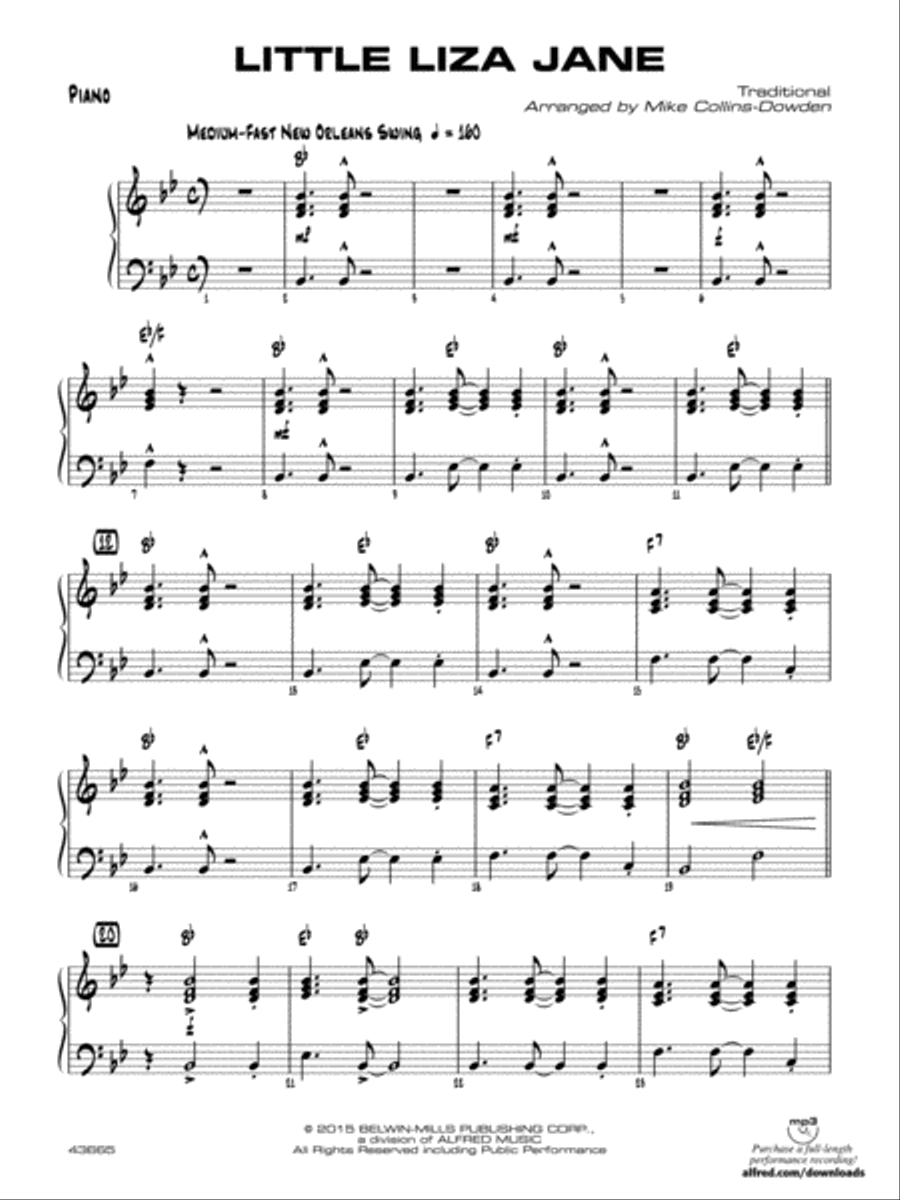 Little Liza Jane: Piano Accompaniment Jazz Ensemble scores gallery preview page 1