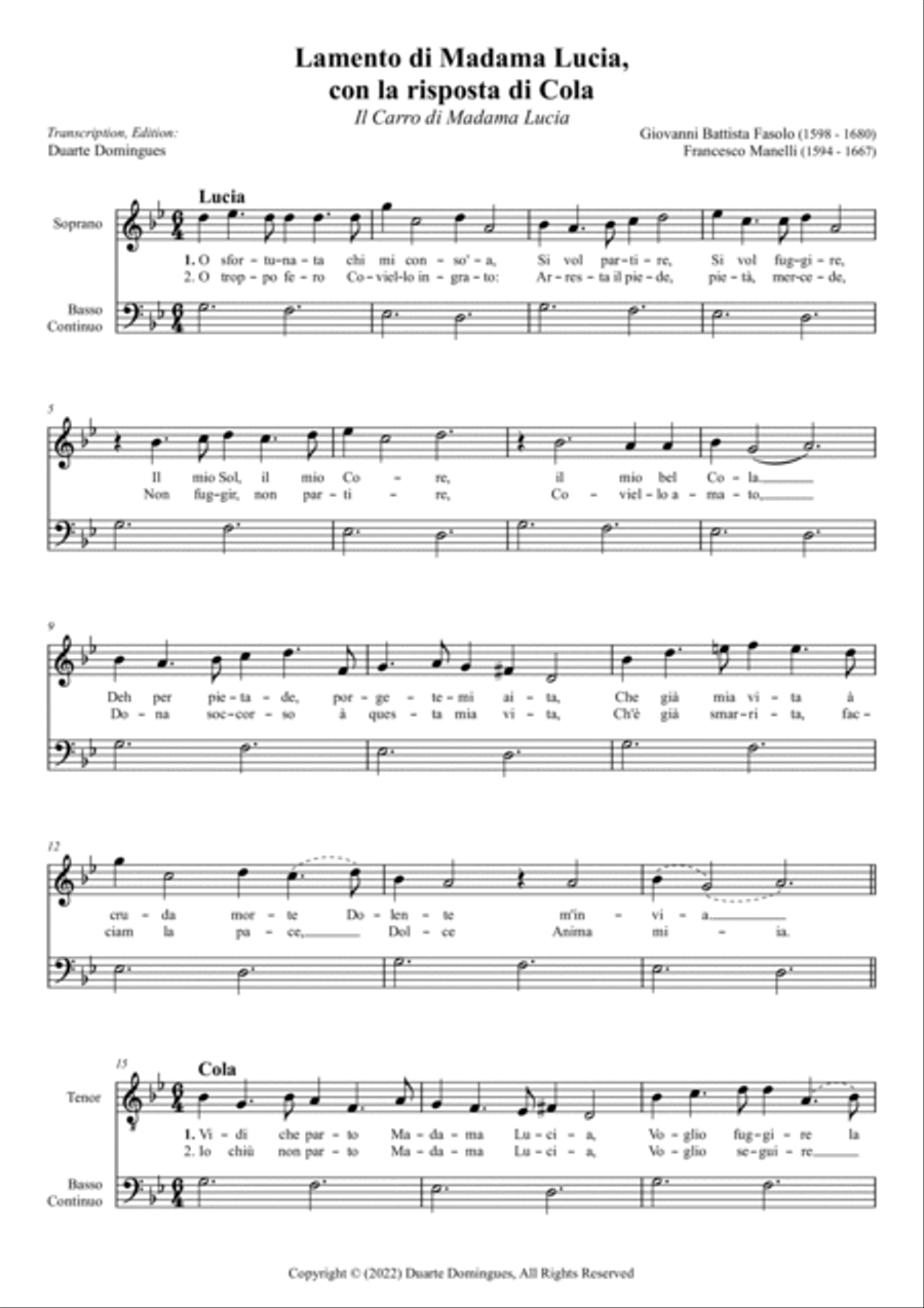 Lamento di Madama Lucia, con la risposta di Cola - Score Only Small Ensemble scores gallery preview page 3