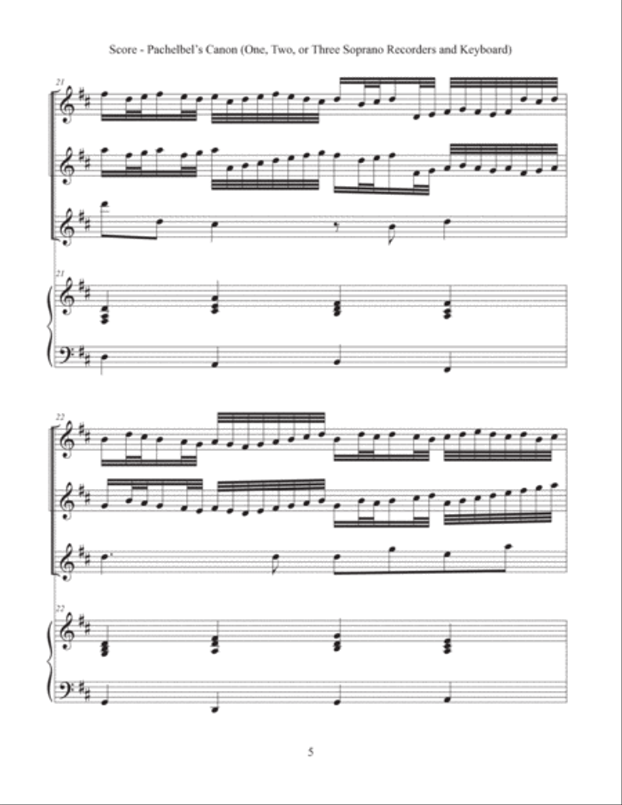 Canon (Soprano Recorder and Keyboard) Bassoon scores gallery preview page 6