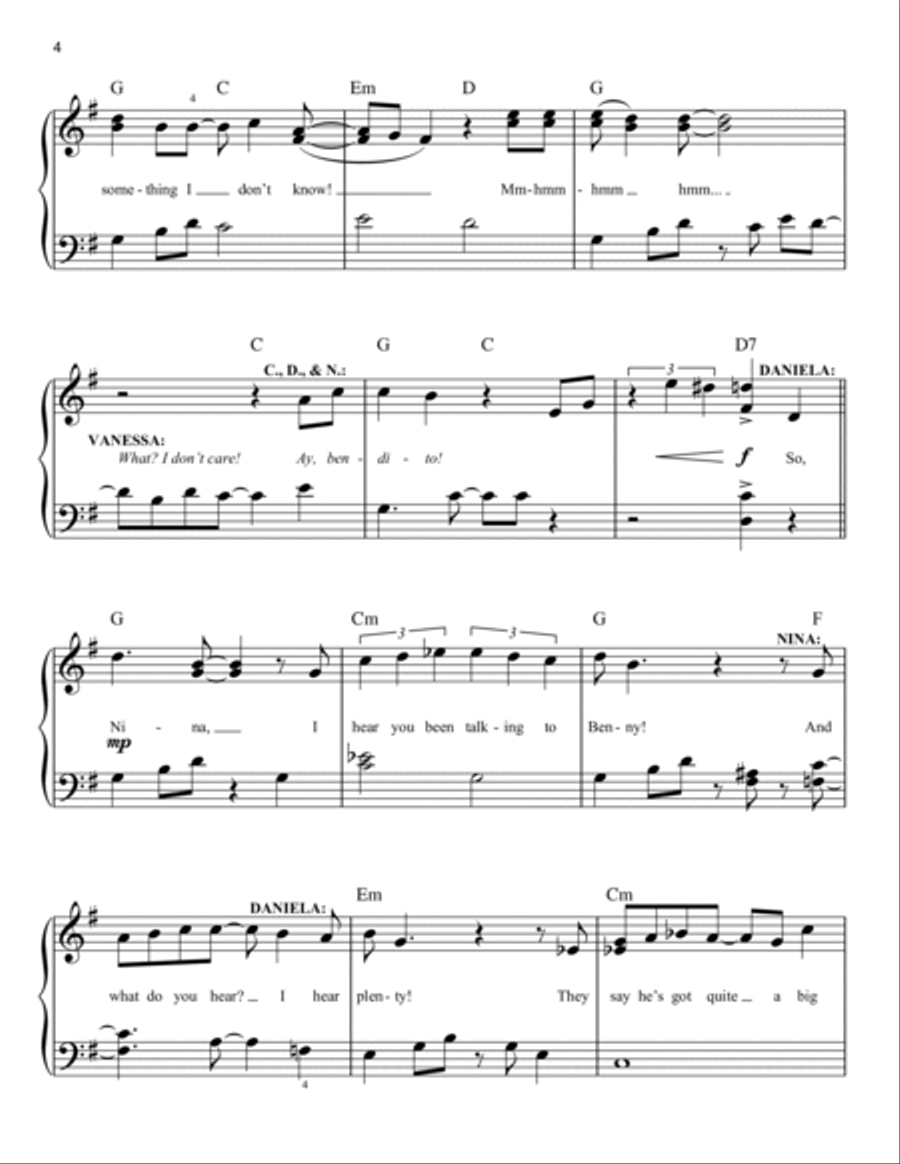 No Me Diga (from In The Heights: The Musical) Easy Piano scores gallery preview page 4