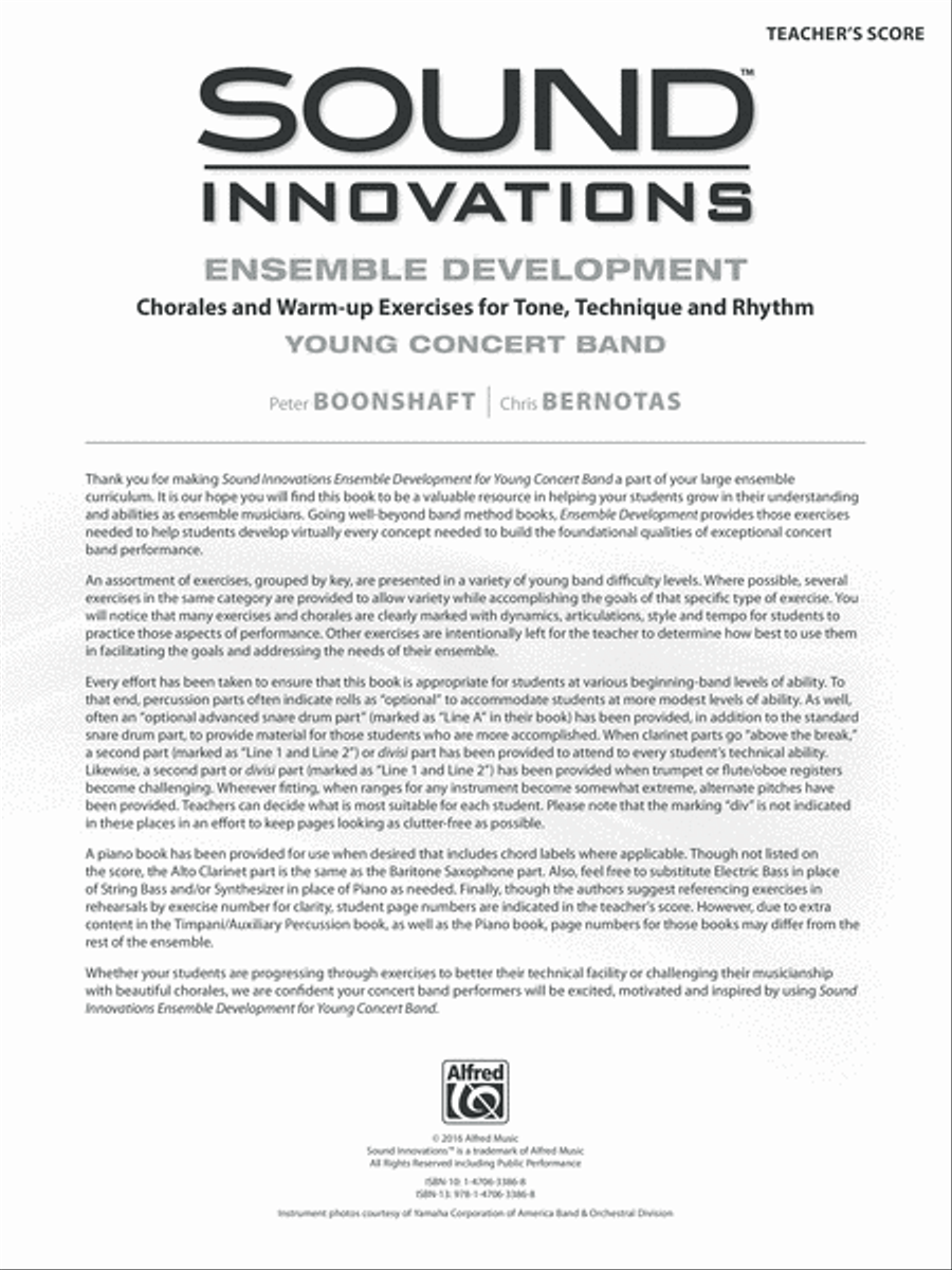 Sound Innovations for Concert Band -- Ensemble Development for Young Concert Band Concert Band Methods scores gallery preview page 2