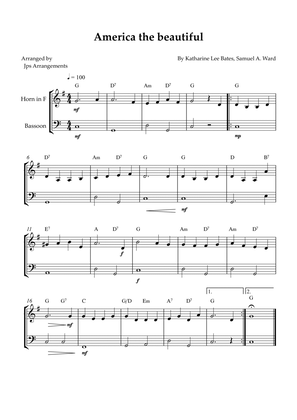 America the beautiful - duet for French horn and Bassoon (+ CHORDS)