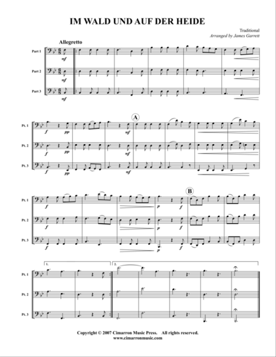 Im Wald und auf der Heide Brass Trio scores gallery preview page 1