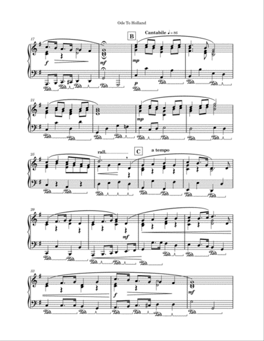 Ode to Holland Piano Solo scores gallery preview page 3