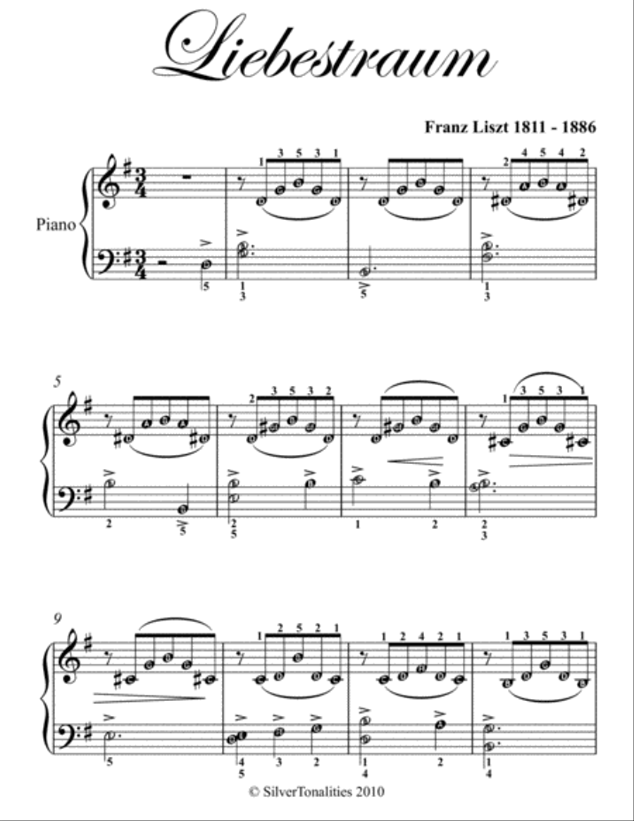 Liebestraum Elementary Piano Sheet Music