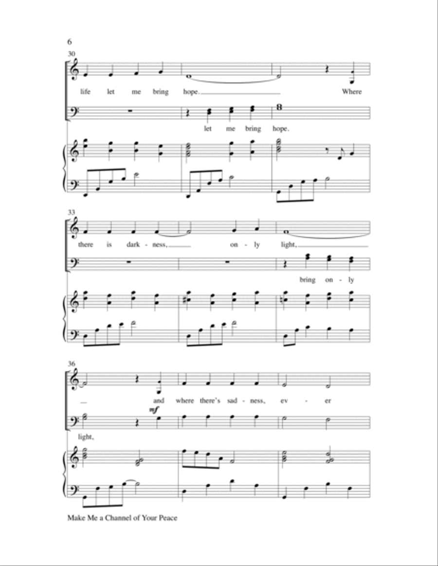 Make Me a Channel of Your Peace 4-Part scores gallery preview page 6