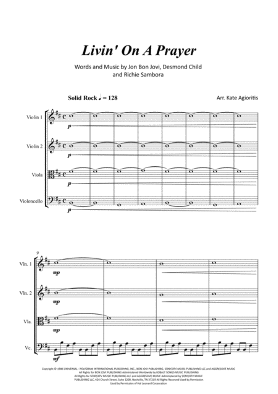 Livin' On A Prayer Livin' On A Prayer String Quartet scores gallery preview page 2