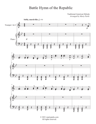 Battle Hymn of the Republic (Trumpet 1 - Trumpet 2 - Piano)