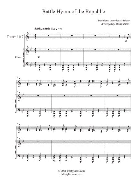 Battle Hymn of the Republic (Trumpet 1 - Trumpet 2 - Piano) image number null