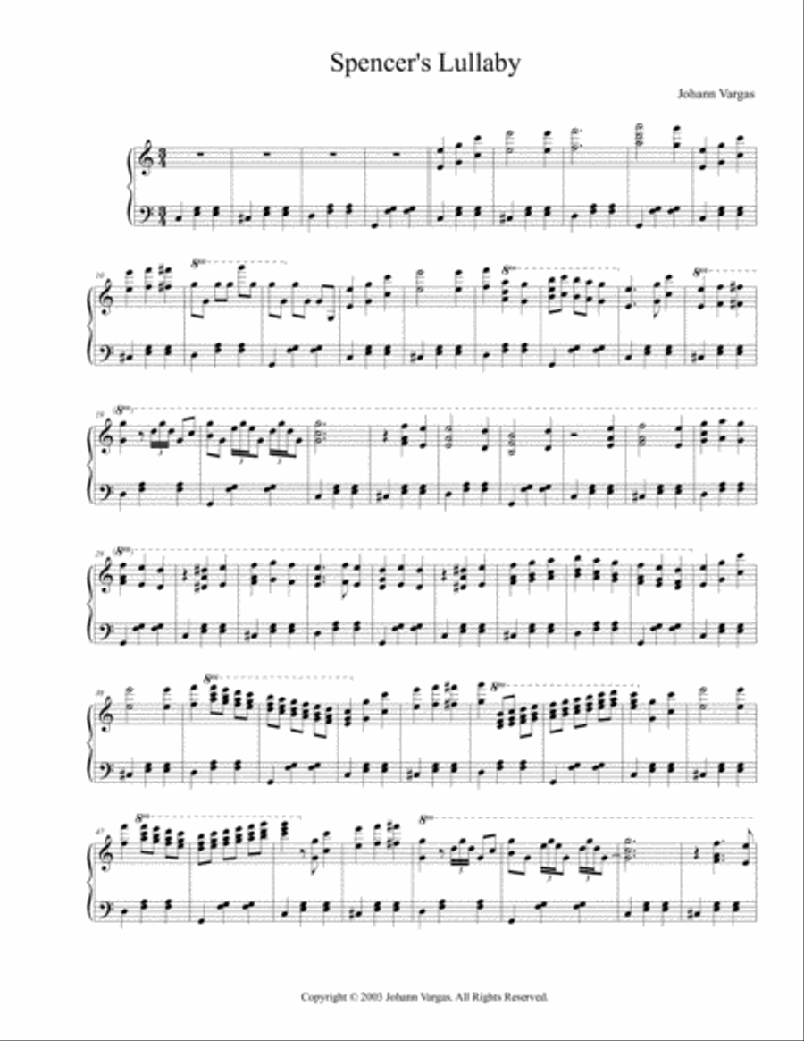 Spencer's Lullaby Piano Solo scores gallery preview page 1