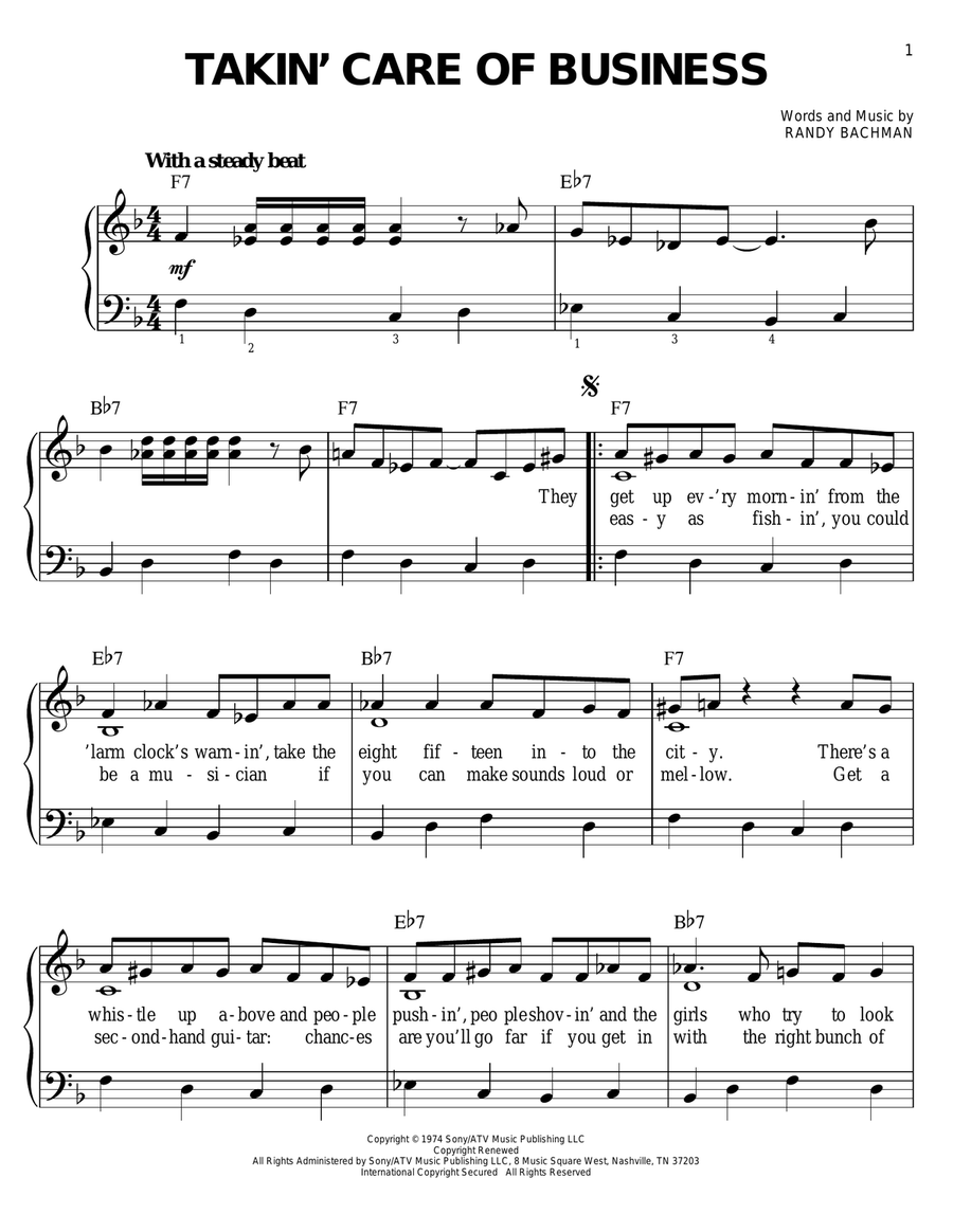 Takin' Care Of Business Takin' Care Of Business Voice scores gallery preview page 1